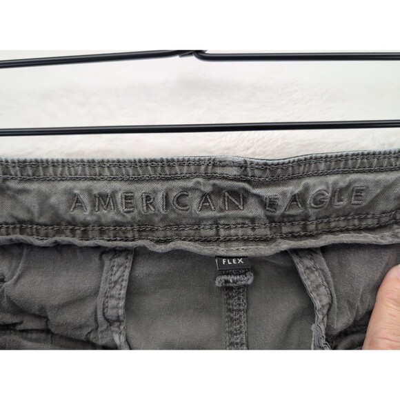 American Eagle Flex Cargo Pants Mens 32x34 Green Slim Straight With Ankle Ties - Picture 10 of 16